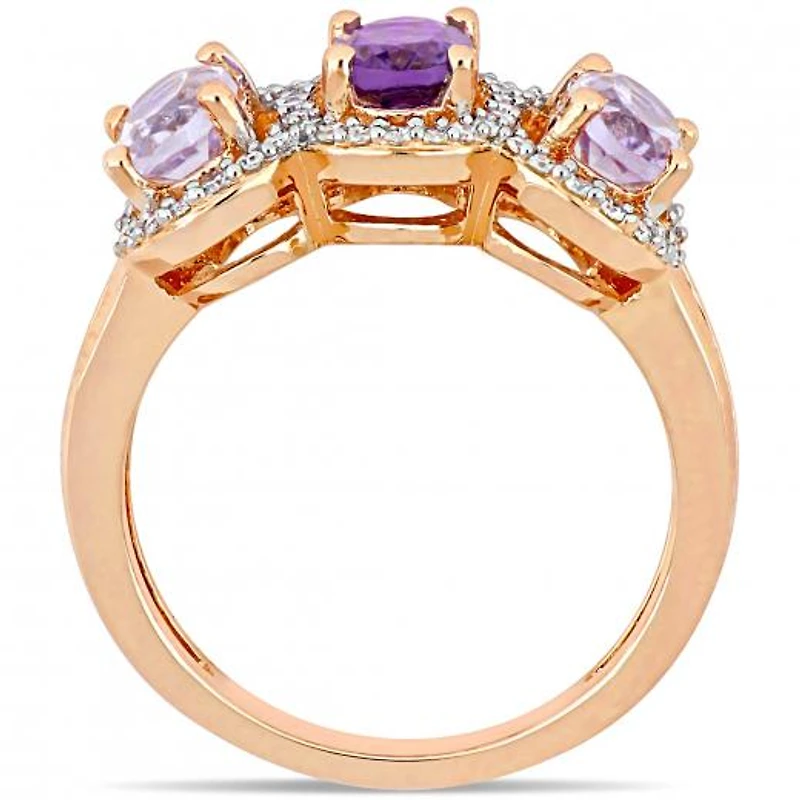 Julianna B Sterling Silver Rose De France & Amethyst Fashion Ring