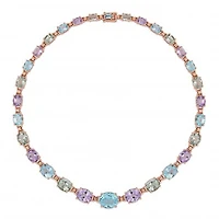 Julianna B Sterling Silver Green Amethyst Blue Topaz & Rose De France Necklace