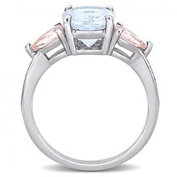 Julianna B Sterling Silver Aquamarine Morganite & 0.05CTW Diamond Fashion Ring