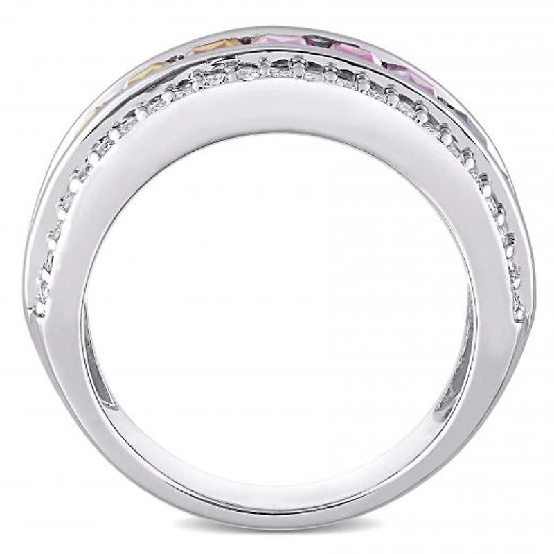Julianna B Sterling Silver Multi Colour Created Sapphire Fashion Ring