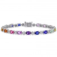 Julianna B Sterling Silver Multi Colour Created Sapphire & Diamond Bracelet