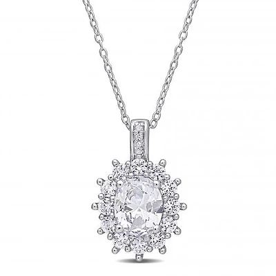 Julianna B Sterling Silver Created White Sapphire & 0.02CTW Diamond Necklace
