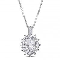 Julianna B Sterling Silver Created White Sapphire & 0.02CTW Diamond Necklace