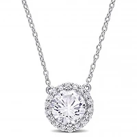 Julianna B Sterling Silver Created White Sapphire Fashion Pendant with Chain