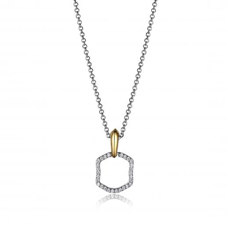 Elle 17+2" 2-Tone Cubic Zirconia Pendant Necklace