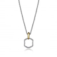 Elle 17+2" 2-Tone Cubic Zirconia Pendant Necklace