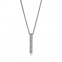 Elle Cubic Zirconia Vertical Bar Necklace 16" with 2" Extender