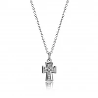 Elle "Scintillation" Small Cubic Zirconia Cross Necklace 18+2" Extension