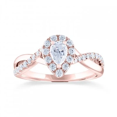 Diamond Revelations 14K Rose Gold Pear Shaped 0.70CTW Bridal Ring