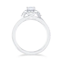Diamond Revelations 14K White Gold 0.70CTW Halo Emerald Bridal Ring