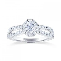 Diamond Revelations 14K White Gold 0.95CTW Princess Cut Halo Bridal Ring
