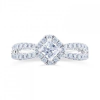 Diamond Revelations 14K White Gold 0.95CTW Princess Cut Halo Bridal Ring