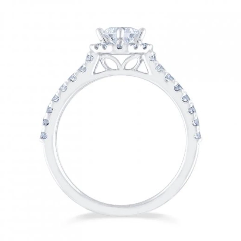 Diamond Revelations 14K White Gold 0.95CTW Princess Cut Halo Bridal Ring