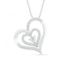 Sterling Silver 0.16CTW Diamond Heart Pendant