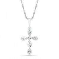 10K White Gold 0.10CTW Diamond Cross Pendant
