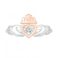 Sterling Silver & 10K Rose Gold Claddagh Ring
