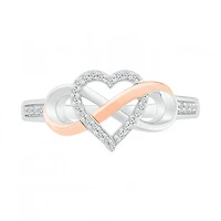 Sterling Silver & 10K Rose Gold 0.10CTW Diamond Ring