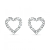 10K White Gold 0.05CTW Diamond Heart Earrings