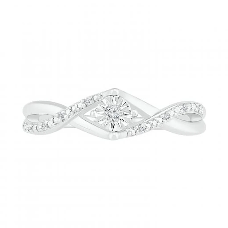 Sterling Silver 0.05CTW Diamond Ring