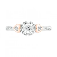 Sterling Silver & 10K Rose Gold 0.10CTW Diamond Ring