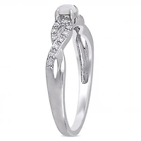 Julianna B Sterling Silver Opal and 0.10CTW Diamond Infinity Ring