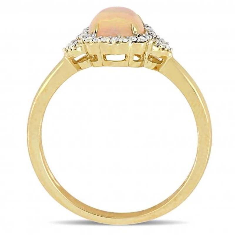 Julianna B 10K Yellow Gold Ethiopian Opal and Diamond Halo Ring