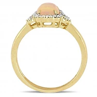 Julianna B 10K Yellow Gold Ethiopian Opal and Diamond Halo Ring
