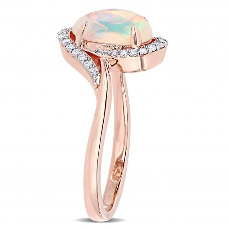 Julianna B 10K Rose Gold Ethiopian Blue Opal & 0.15CTW Diamond Ring