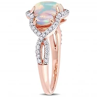 Julianna B 10K Rose Gold Ethiopian Blue Opal & 0.31CTW Diamond Ring