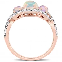 Julianna B 10K Rose Gold Ethiopian Blue Opal & 0.31CTW Diamond Ring