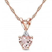 Julianna B 10K Rose Gold Heart Shaped Morganite and Diamond Pendant