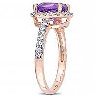 Julianna B 10K Rose Gold Amethyst and White Topaz Halo Ring