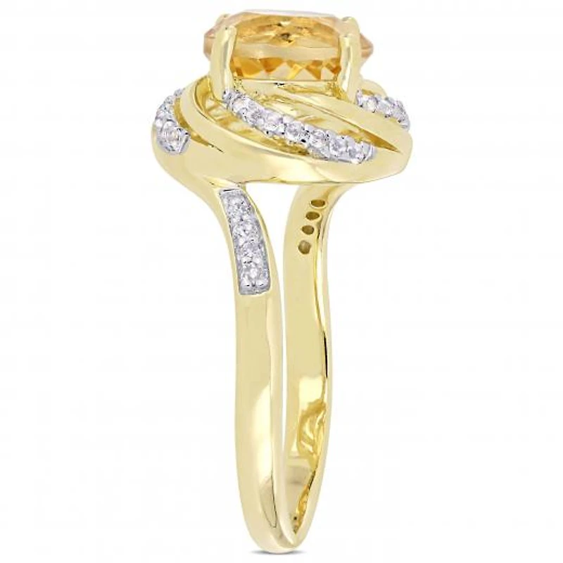 Julianna B Yellow Plated Sterling Silver Citrine White Topaz & Diamond Ring