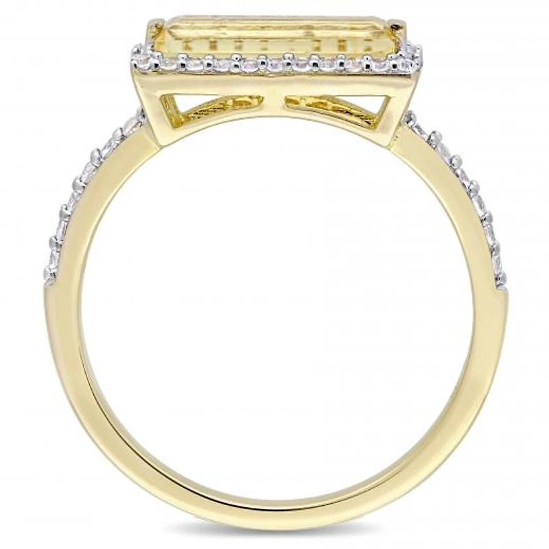 Julianna B Yellow Plated Sterling Silver Citrine & White Sapphire Halo Ring