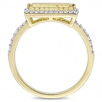 Julianna B Yellow Plated Sterling Silver Citrine & White Sapphire Halo Ring