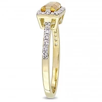 Julianna B Yellow Plated Sterling Silver Citrine & White Sapphire Halo Ring