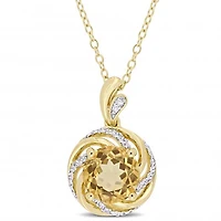 Julianna B Yellow Plated Sterling Silver Citrine White Topaz & Diamond Necklace