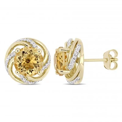 Julianna B Yellow Plated Sterling Silver Citrine & White Topaz Earrings