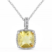 Julianna B Sterling Silver Citrine & 0.10CTW Diamond Pendant with Chain