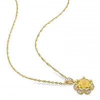 Julianna B 14K Yellow Gold Citrine and Diamond Accent Flower Necklace