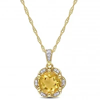 Julianna B 14K Yellow Gold Citrine and Diamond Accent Flower Necklace
