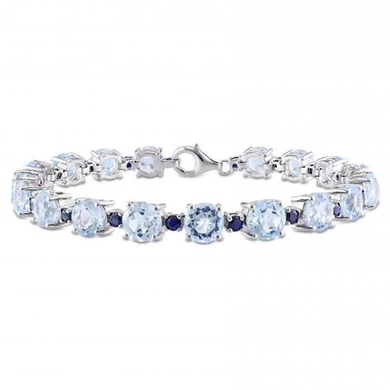 Julianna B Sterling Silver Sky-Blue Topaz and Sapphire Bracelet