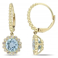 Julianna B 10K Yellow Gold Sky-Blue Topaz and White Sapphire Leverback Earrings
