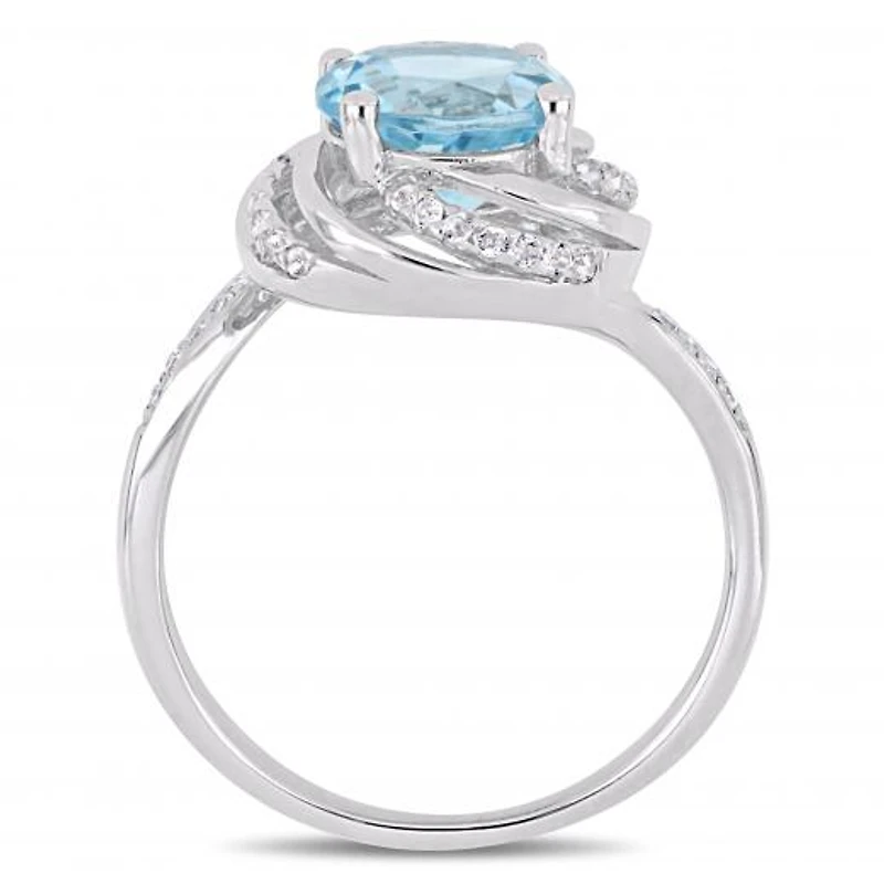 Julianna B Sterling Silver Sky Blue & White Topaz with Diamond Accent Ring