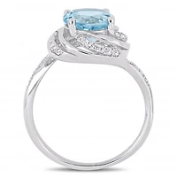 Julianna B Sterling Silver Sky Blue & White Topaz with Diamond Accent Ring