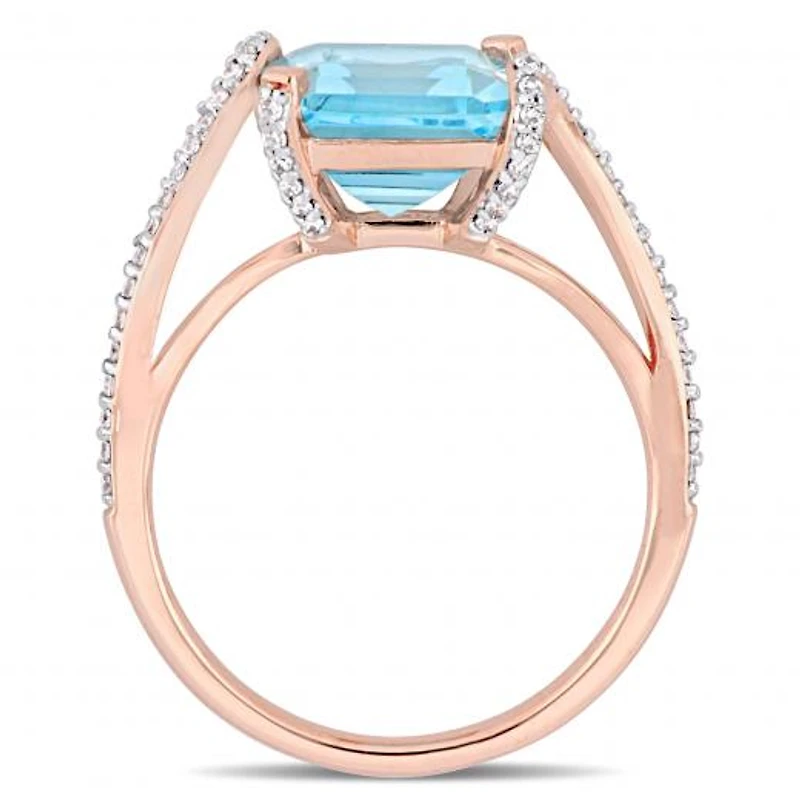 Julianna B 14K Rose Gold Sky-Blue Topaz & Diamond Cocktail Ring