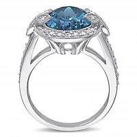 Julianna B Sterling Silver Blue & White Topaz & Diamond Ring