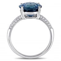 Julianna B 14K White Gold London Blue Topaz & 0.19CTW Diamond Cocktail Ring
