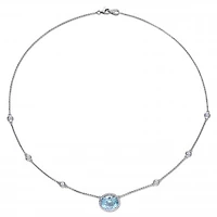 Julianna B 14K White Gold Blue Topaz 0.16CTW Diamond & White Sapphire Necklace