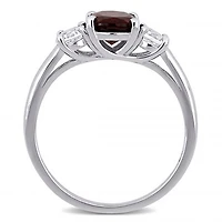 Julianna B Sterling Silver Garnet & Created White Sapphire Ring